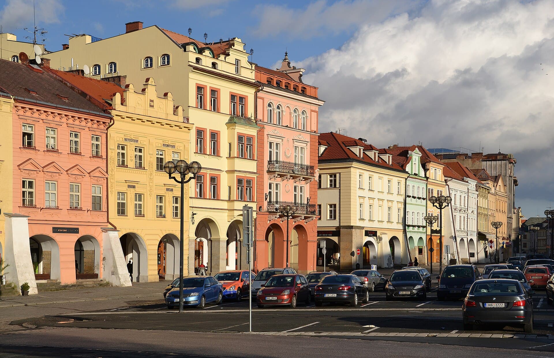 Velké náměstí in Hradec Králové with the White Tower