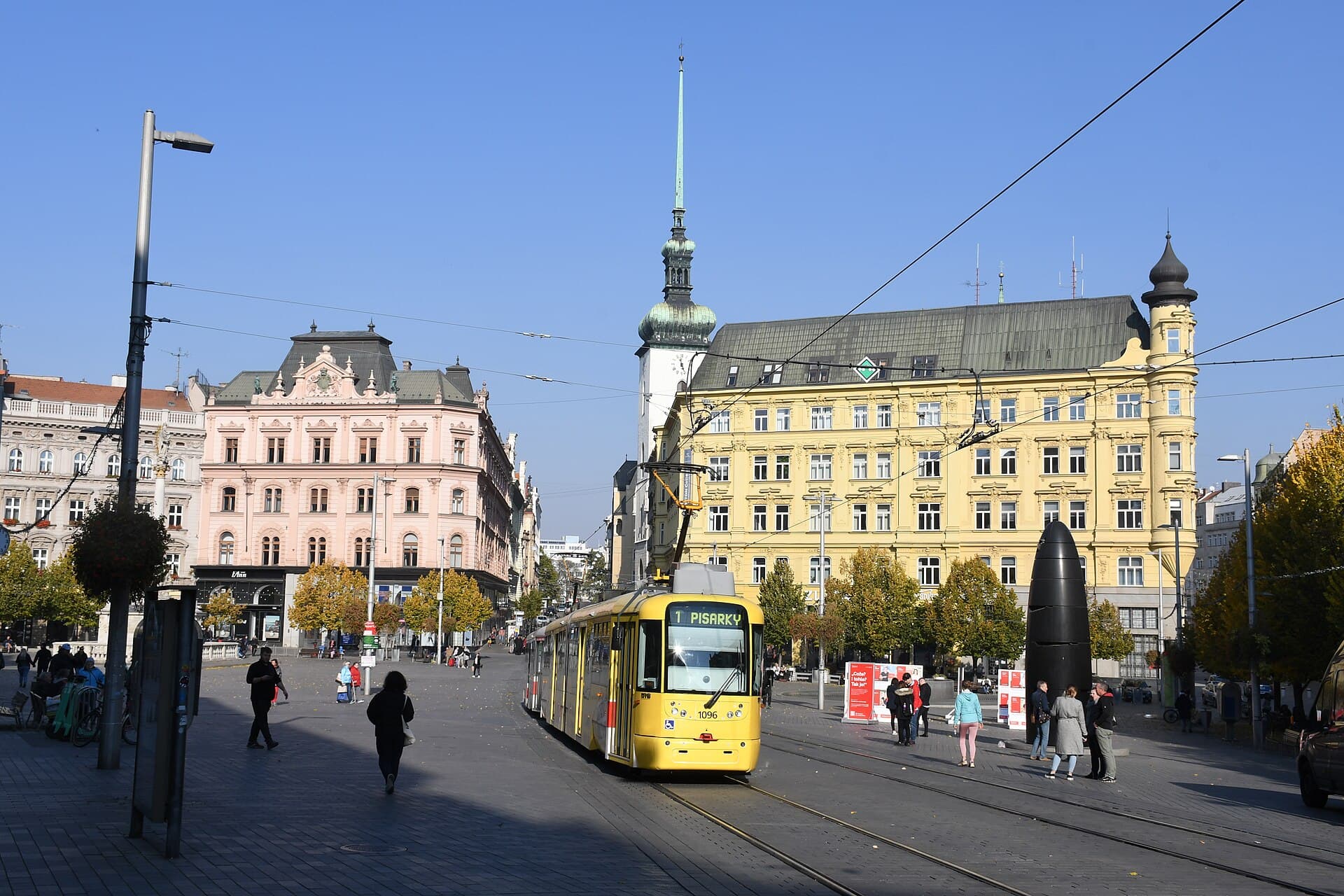 Náměstí Svobody in Brno, with a tram