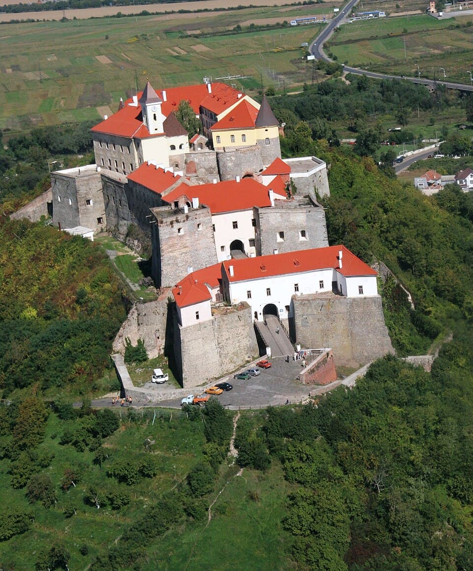 Palanok Castle in Mukachevo from above