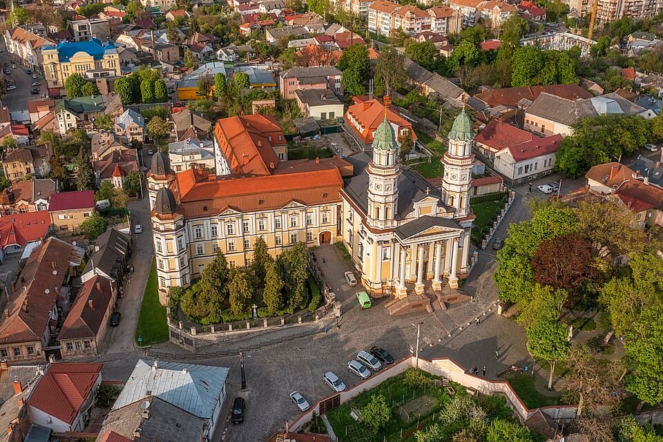Uzhhorod Cathedral from above